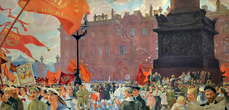 Праздник в честь II Конгресса Коминтерна 19 июля 1920 года. Демонстрация на площади Урицкого