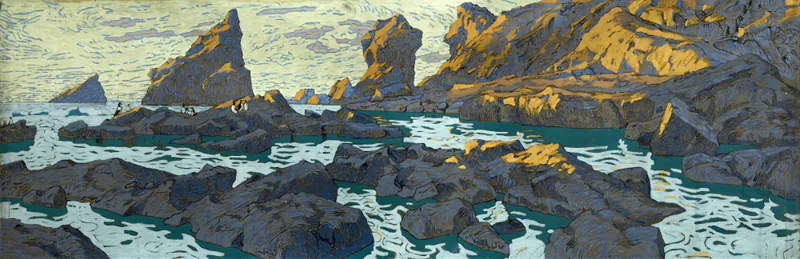 Птицы на скалах полярного моря. У Командорских островов