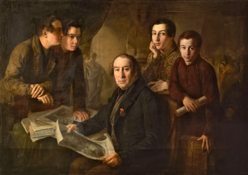Портрет А. В. Ступина с учениками