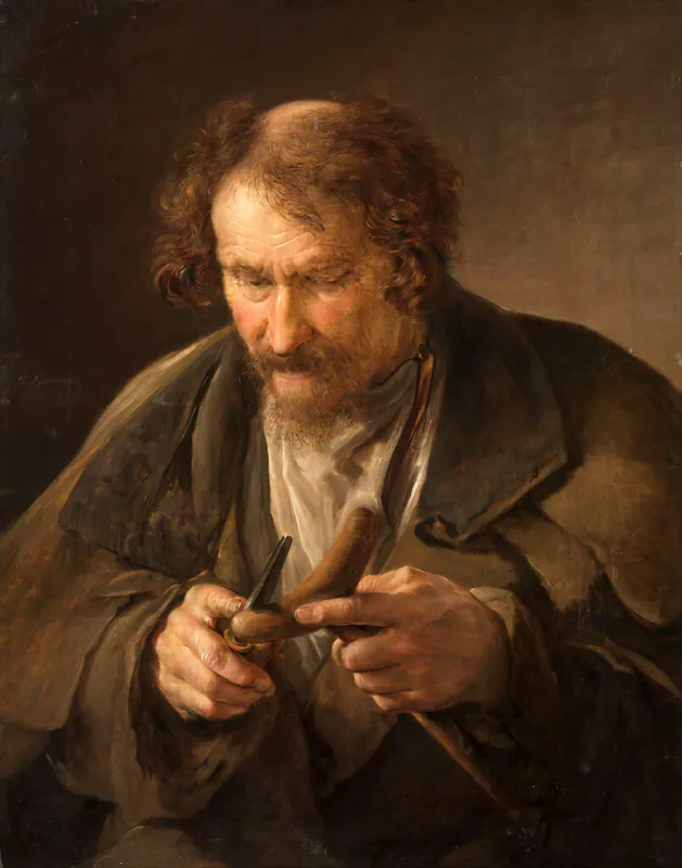Крестьянин, обстругивающий костыль